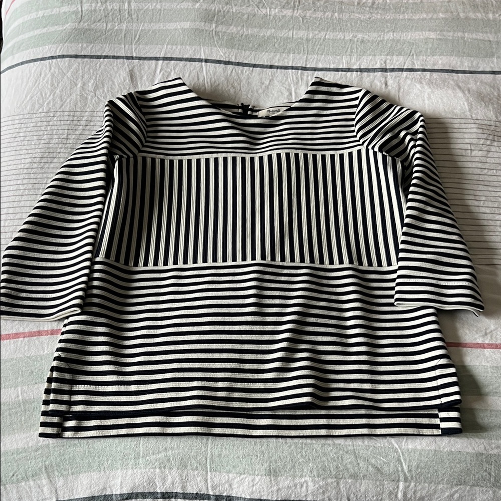 Madewell Navy and Cream Striped Long Sleeve Top